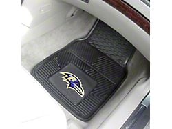 Vinyl Front Floor Mats with Baltimore Ravens Logo; Black (Universal; Some Adaptation May Be Required)