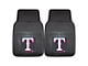 Vinyl Front Floor Mats with Texas Rangers Logo; Black (Universal; Some Adaptation May Be Required)