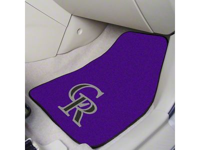 Carpet Front Floor Mats with Colorado Rockies Logo; Purple (Universal; Some Adaptation May Be Required)