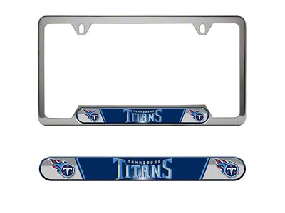 Embossed License Plate Frame with Tennessee Titans Logo; Blue (Universal; Some Adaptation May Be Required)