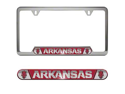 Embossed License Plate Frame with University of Arkansas Logo; Cardinal (Universal; Some Adaptation May Be Required)