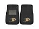 Embroidered Front Floor Mats with Anaheim Ducks Logo; Black (Universal; Some Adaptation May Be Required)