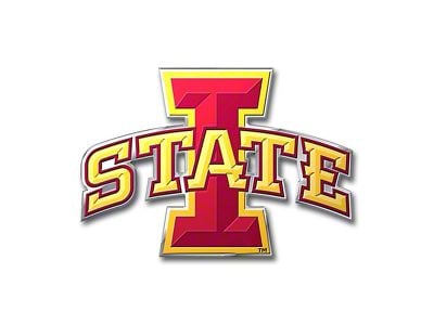 Iowa State University Embossed Emblem; Red and Yellow (Universal; Some Adaptation May Be Required)