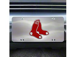 License Plate with Boston Red Sox Logo; Stainless Steel (Universal; Some Adaptation May Be Required)