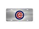 License Plate with Chicago Cubs Logo; Stainless Steel (Universal; Some Adaptation May Be Required)