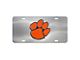 License Plate with Clemson University Logo; Stainless Steel (Universal; Some Adaptation May Be Required)