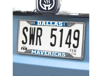 License Plate Frame with Dallas Mavericks Logo; Chrome (Universal; Some Adaptation May Be Required)