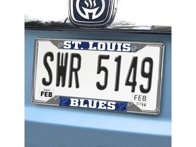 License Plate Frame with St. Louis Blues Logo; Chrome (Universal; Some Adaptation May Be Required)