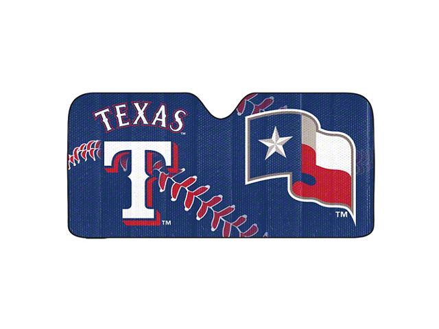 Windshield Sun Shade with Texas Rangers Logo; Navy (Universal; Some Adaptation May Be Required)