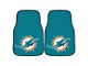 Carpet Front Floor Mats with Miami Dolphins Logo; Aqua (Universal; Some Adaptation May Be Required)