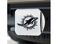 Hitch Cover with Miami Dolphins Logo; Chrome (Universal; Some Adaptation May Be Required)