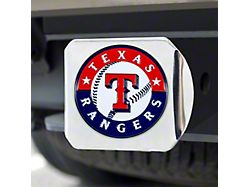 Hitch Cover with Texas Rangers Logo; Chrome (Universal; Some Adaptation May Be Required)