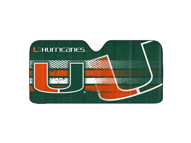 Windshield Sun Shade with University of Miami Logo; Green (Universal; Some Adaptation May Be Required)