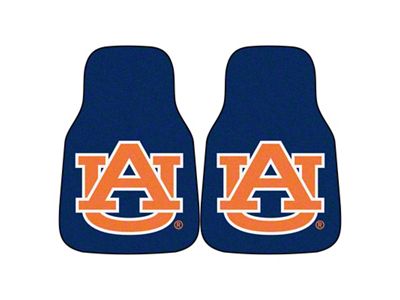 Carpet Front Floor Mats with Auburn University Logo; Navy (Universal; Some Adaptation May Be Required)