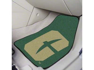 Carpet Front Floor Mats with University of Charlotte Logo; Green (Universal; Some Adaptation May Be Required)