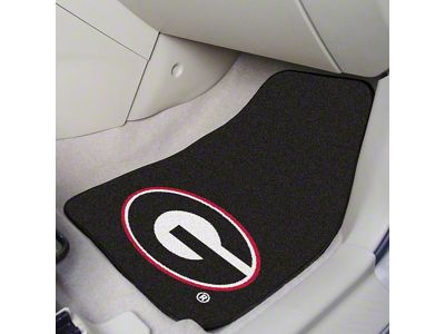 Carpet Front Floor Mats with University of Georgia Logo; Black (Universal; Some Adaptation May Be Required)