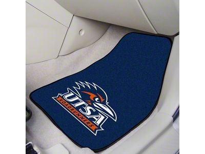 Carpet Front Floor Mats with University of Texas-San Antonio Logo; Navy (Universal; Some Adaptation May Be Required)