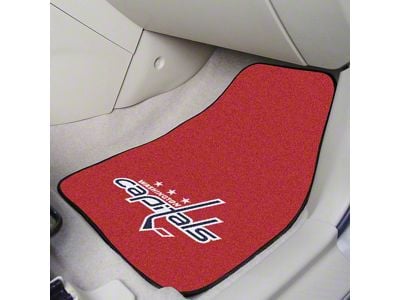 Carpet Front Floor Mats with Washington Capitals Logo; Red (Universal; Some Adaptation May Be Required)