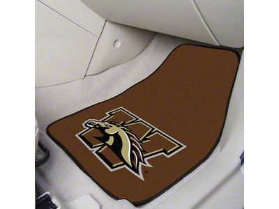 Carpet Front Floor Mats with Western Michigan University Logo; Brown (Universal; Some Adaptation May Be Required)