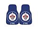 Carpet Front Floor Mats with Winnipeg Jets Logo; Navy (Universal; Some Adaptation May Be Required)