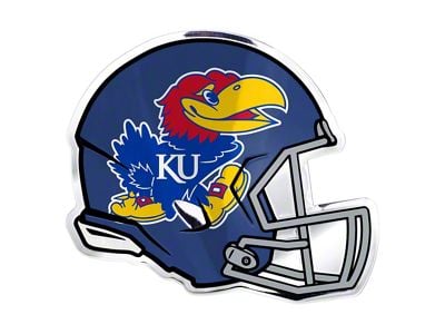 University of Kansas Embossed Helmet Emblem; Blue and Red (Universal; Some Adaptation May Be Required)