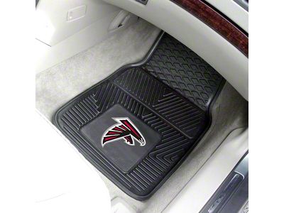 Vinyl Front Floor Mats with Atlanta Falcons Logo; Black (Universal; Some Adaptation May Be Required)