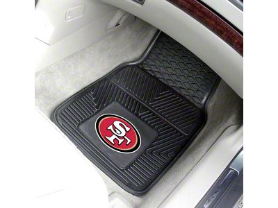 Vinyl Front Floor Mats with San Francisco 49ers Logo; Black (Universal; Some Adaptation May Be Required)