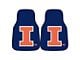 Carpet Front Floor Mats with University of Illinois Logo; Blue (Universal; Some Adaptation May Be Required)