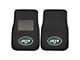 Embroidered Front Floor Mats with New York Jets Logo; Black (Universal; Some Adaptation May Be Required)