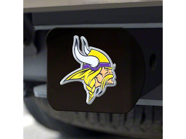 Hitch Cover with Minnesota Vikings Logo; Yellow (Universal; Some Adaptation May Be Required)