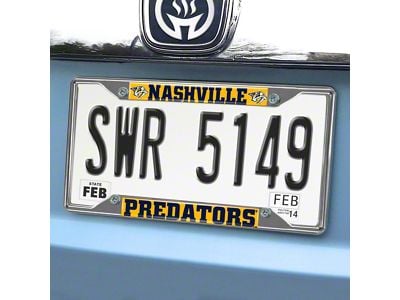 License Plate Frame with Nashville Predators Logo; Yellow (Universal; Some Adaptation May Be Required)