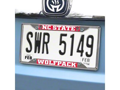 License Plate Frame with NC State University Logo; Red (Universal; Some Adaptation May Be Required)