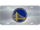 License Plate with Golden State Warriors Logo; Stainless Steel (Universal; Some Adaptation May Be Required)