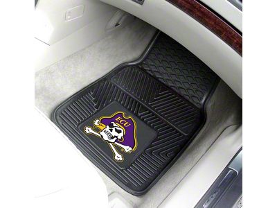 Vinyl Front Floor Mats with East Carolina University Logo; Black (Universal; Some Adaptation May Be Required)