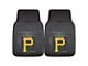 Vinyl Front Floor Mats with Pittsburgh Pirates Logo; Black (Universal; Some Adaptation May Be Required)