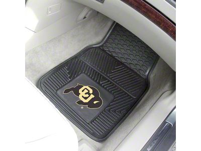 Vinyl Front Floor Mats with University of Colorado Logo; Black (Universal; Some Adaptation May Be Required)