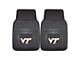 Vinyl Front Floor Mats with Virginia Tech Logo; Black (Universal; Some Adaptation May Be Required)