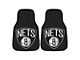 Carpet Front Floor Mats with Brooklyn Nets Logo; Black (Universal; Some Adaptation May Be Required)