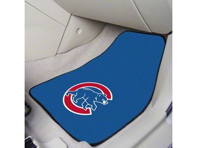 Carpet Front Floor Mats with Chicago Cubs Logo; Blue (Universal; Some Adaptation May Be Required)