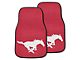 Carpet Front Floor Mats with SMU Logo; Red (Universal; Some Adaptation May Be Required)