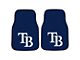 Carpet Front Floor Mats with Tampa Bay Rays Logo; Navy (Universal; Some Adaptation May Be Required)