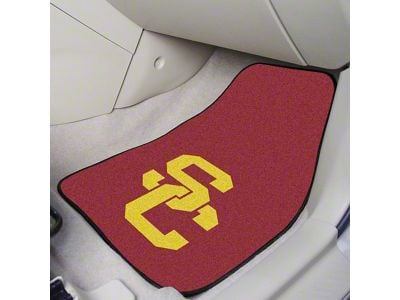 Carpet Front Floor Mats with University of Southern California Logo; Cardinal (Universal; Some Adaptation May Be Required)