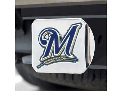 Hitch Cover with Milwaukee Brewers Logo; Chrome (Universal; Some Adaptation May Be Required)