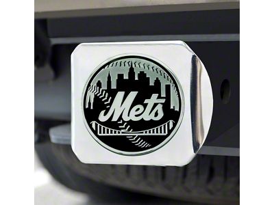 Hitch Cover with New York Mets Logo; Chrome (Universal; Some Adaptation May Be Required)