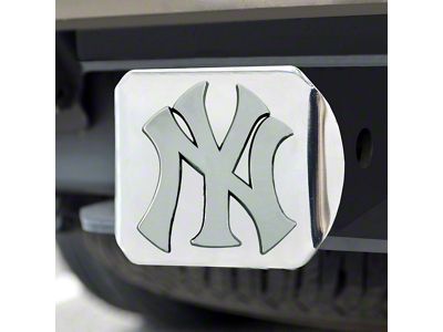 Hitch Cover with New York Yankees Logo; Chrome (Universal; Some Adaptation May Be Required)