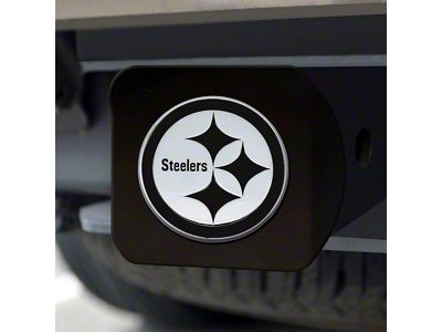 Hitch Cover with Pittsburgh Steelers Logo; Black (Universal; Some Adaptation May Be Required)