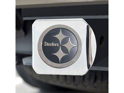 Hitch Cover with Pittsburgh Steelers Logo; Chrome (Universal; Some Adaptation May Be Required)