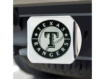 Hitch Cover with Texas Rangers Logo; Chrome (Universal; Some Adaptation May Be Required)