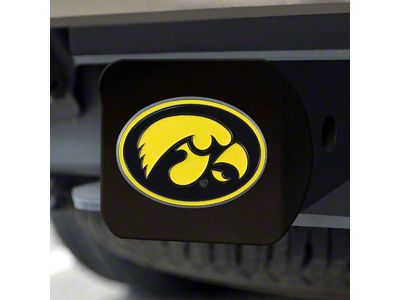 Hitch Cover with University of Iowa Logo; Black (Universal; Some Adaptation May Be Required)