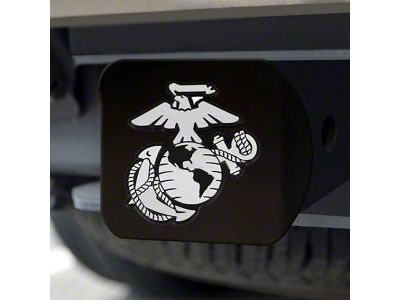 Hitch Cover with U.S. Marines Logo; Black (Universal; Some Adaptation May Be Required)